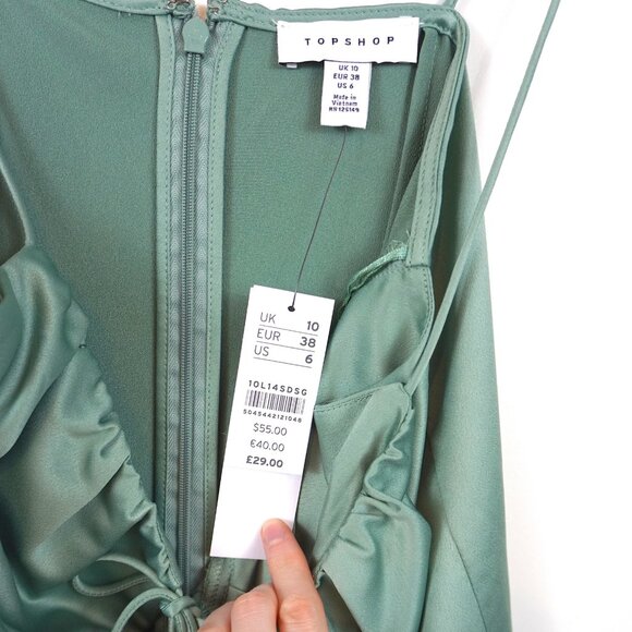 NWT Topshop Gathered Bust Slip Dress in Seafoam Green - Picture 10 of 12